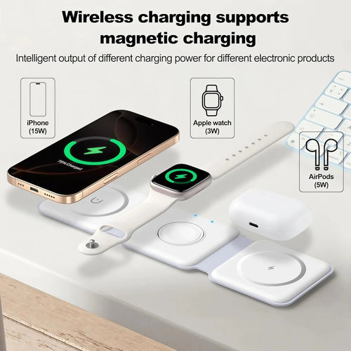 AURAFOLD 3-in-1 Foldable Magnetic Charging Station for iPhone, Apple Watch and AirPods ⭐⭐⭐⭐⭐ - Techvortex