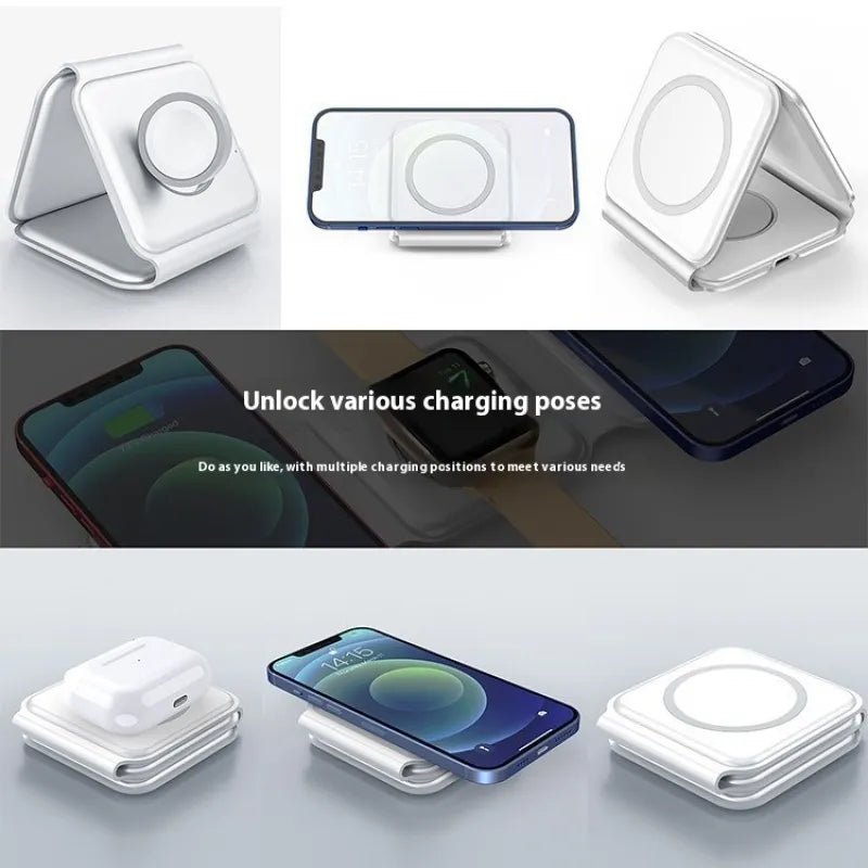 AURAFOLD 3-in-1 Foldable Magnetic Charging Station for iPhone, Apple Watch and AirPods ⭐⭐⭐⭐⭐ - Techvortex