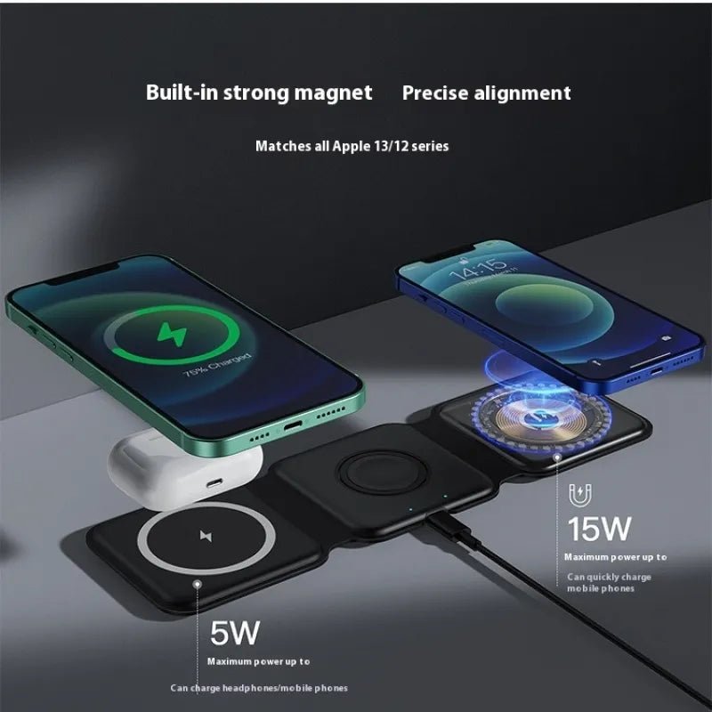 AURAFOLD 3-in-1 Foldable Magnetic Charging Station for iPhone, Apple Watch and AirPods ⭐⭐⭐⭐⭐ - Techvortex