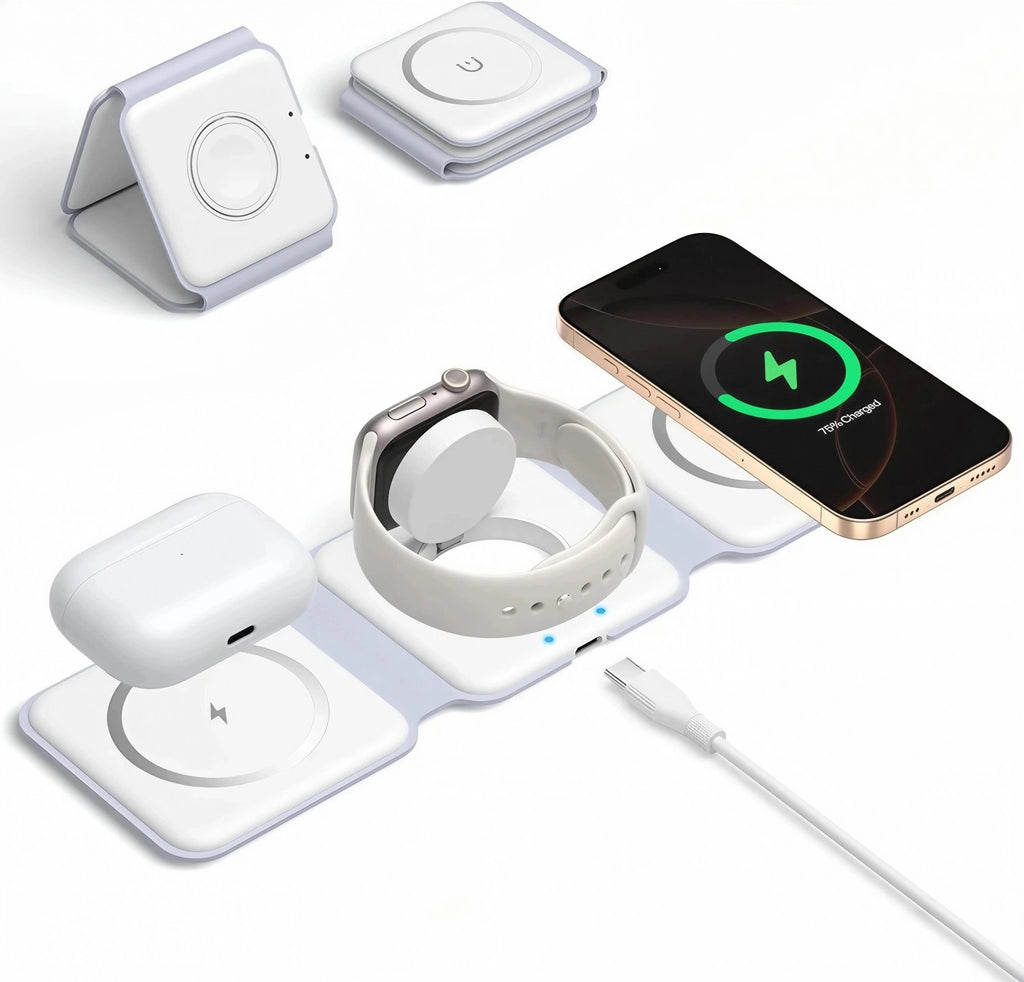 AURAFOLD 3-in-1 Foldable Magnetic Charging Station for iPhone, Apple Watch and AirPods ⭐⭐⭐⭐⭐ - Techvortex