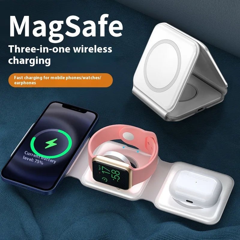 AURAFOLD 3-in-1 Foldable Magnetic Charging Station for iPhone, Apple Watch and AirPods ⭐⭐⭐⭐⭐ - Techvortex