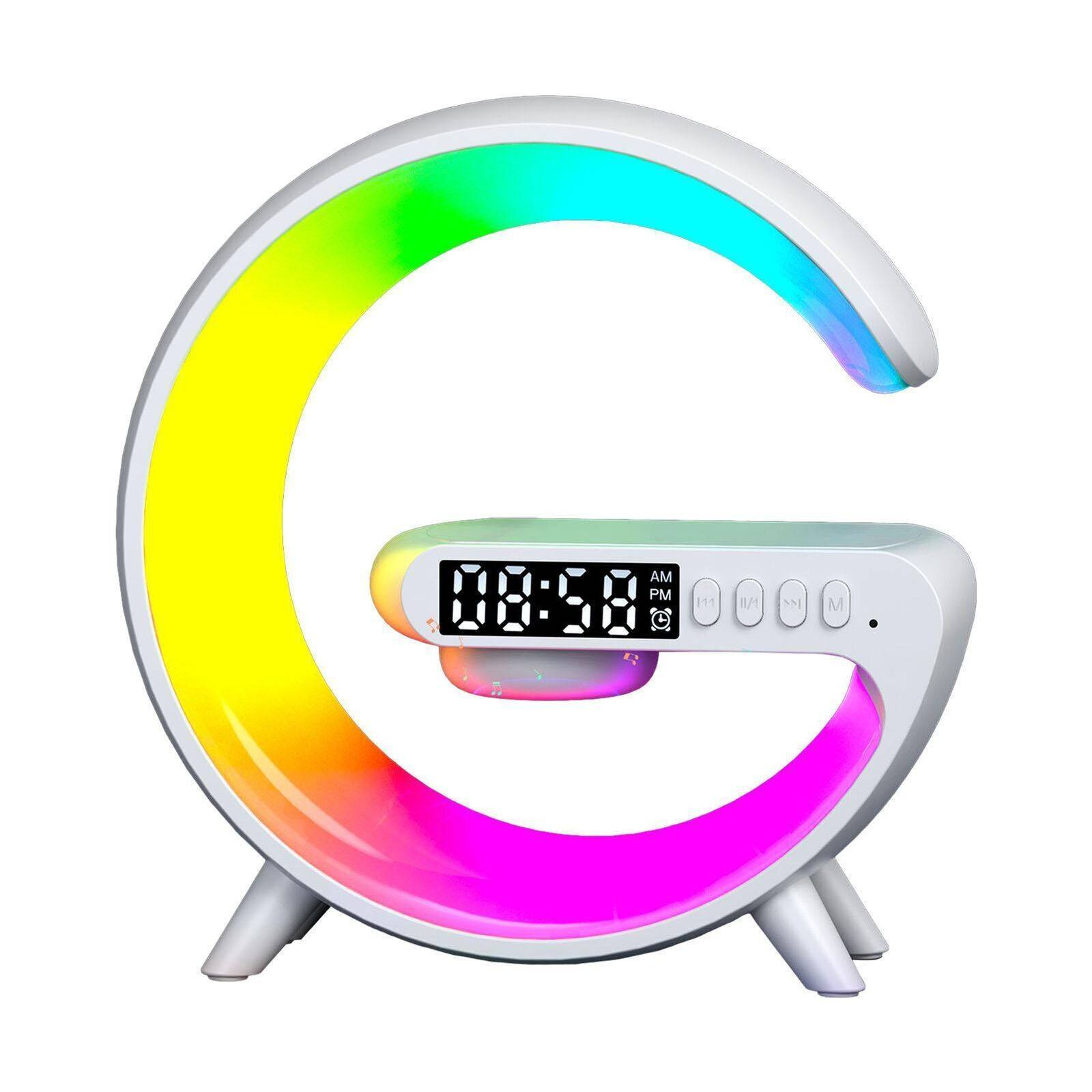 AURAGLOW 5-in-1 Smart Bedside Atmosphere Lamp Fast Wireless Charger, Bluetooth Speaker and Alarm Clock - Techvortex